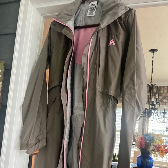Adidas Taupe Jacket with Pink Details - Picture 1 of 3